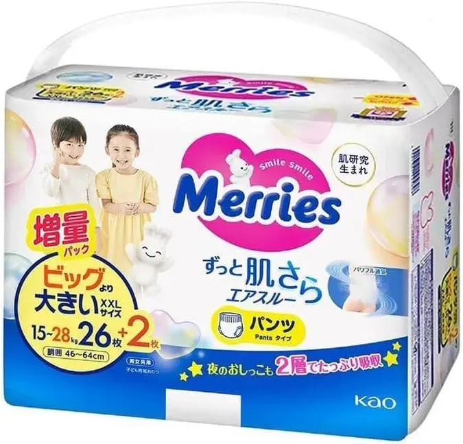 Merries Premium Diaper Pants, XXL Size (15–28 kg), 28 Pcs